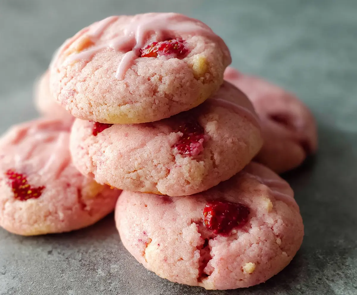 Delicious fluffy strawberry raspberry cookies on a serving plate, perfect for dessert or snack.