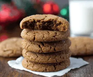 Delicious homemade gingerbread molasses cookies on a festive plate, perfect for the holiday season.