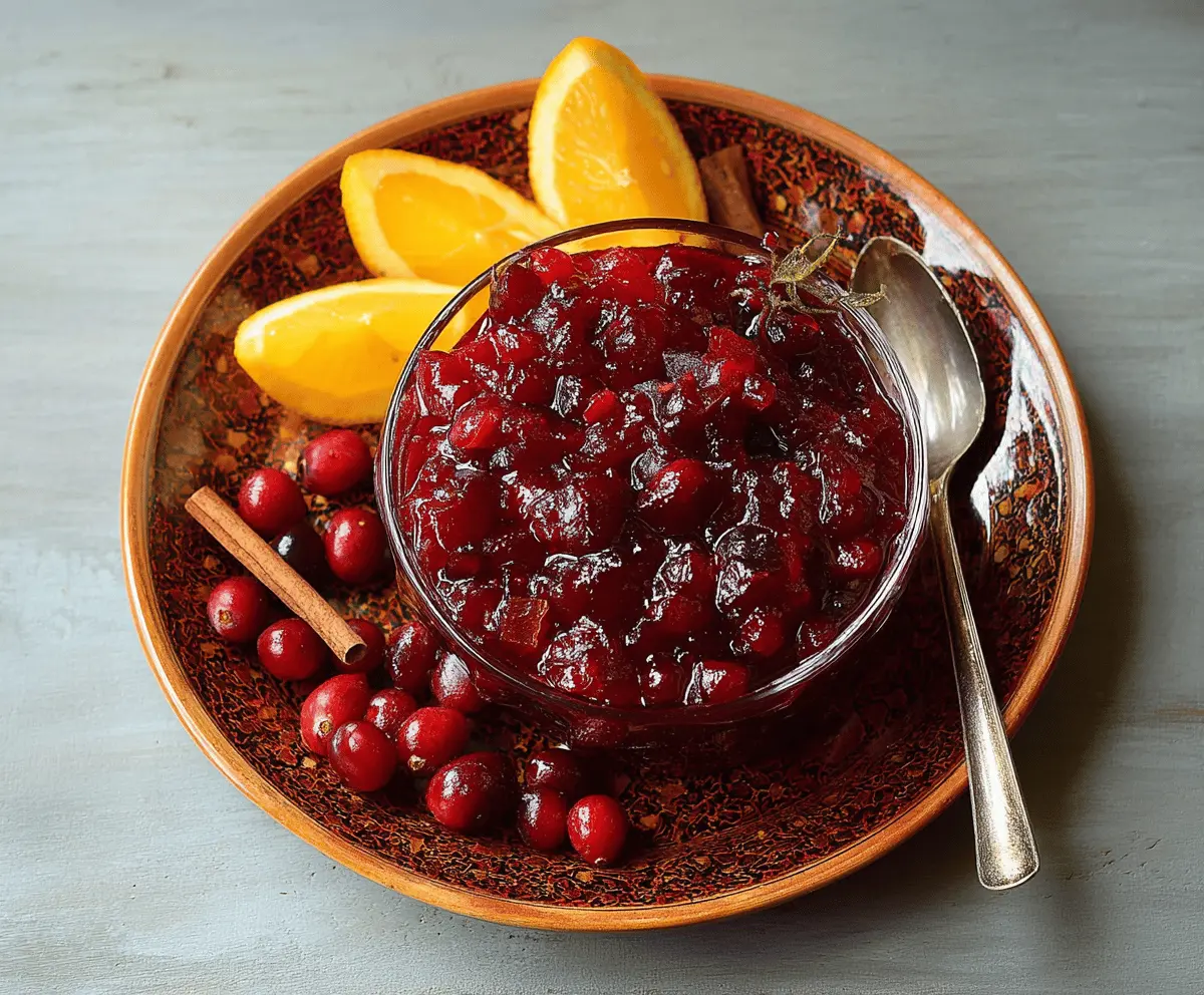 Vibrant orange cinnamon cranberry sauce served in a bowl, perfect for holiday dinners