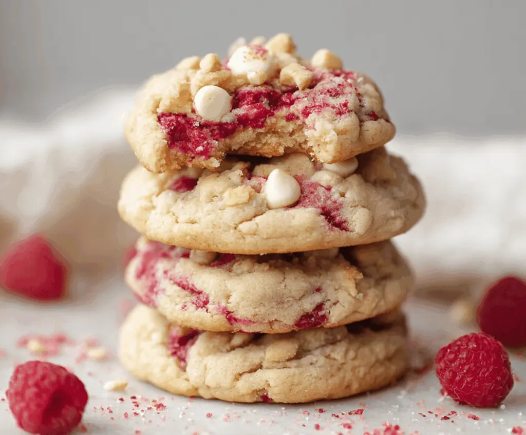 Delicious Raspberry Cheesecake Cookies with a creamy filling and fresh raspberry topping.