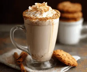 Warm Snickerdoodle Hot Chocolate topped with whipped cream and cinnamon sugar.