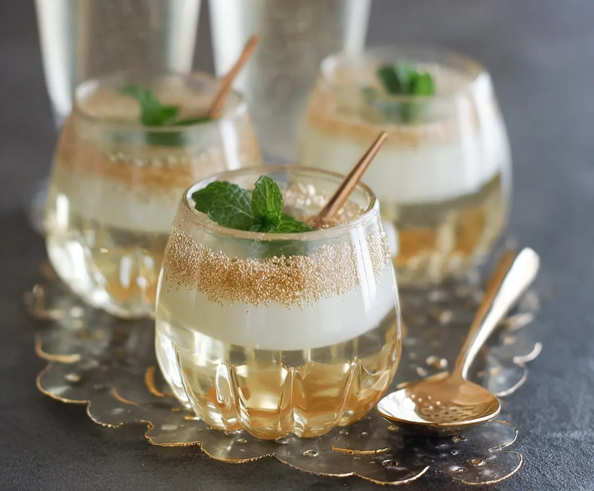 Delicious Champagne Jello Cups with sparkling effects for a festive celebration
