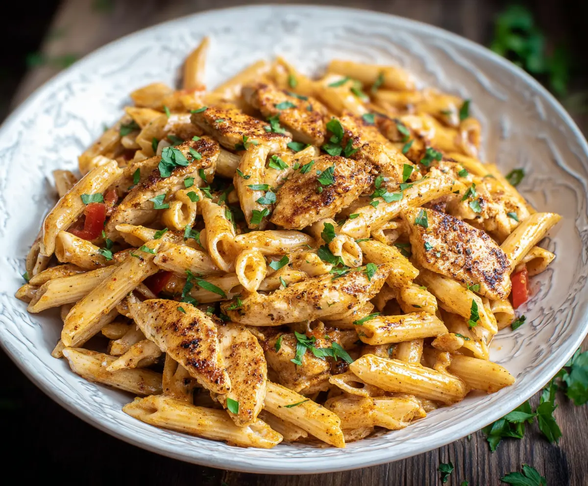 Spicy Cajun Chicken Pasta dish with flavorful ingredients and vibrant colors