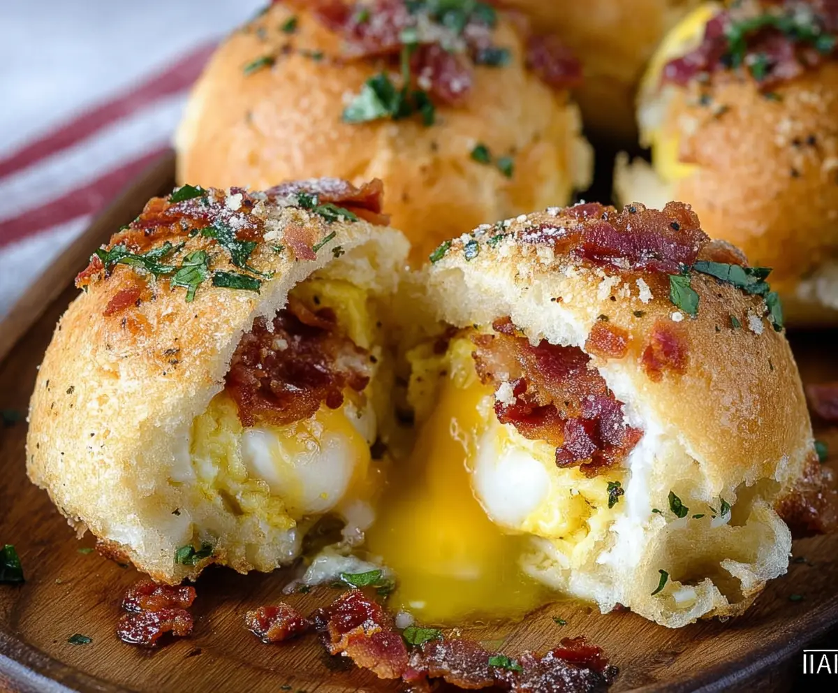 Italian Breakfast Bombs: Delicious cheesy breakfast treats with eggs, ham, and Italian spices.
