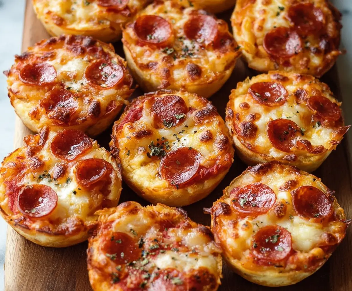 Delicious pepperoni pizza bites with melted cheese and crispy crust, perfect for snacking.