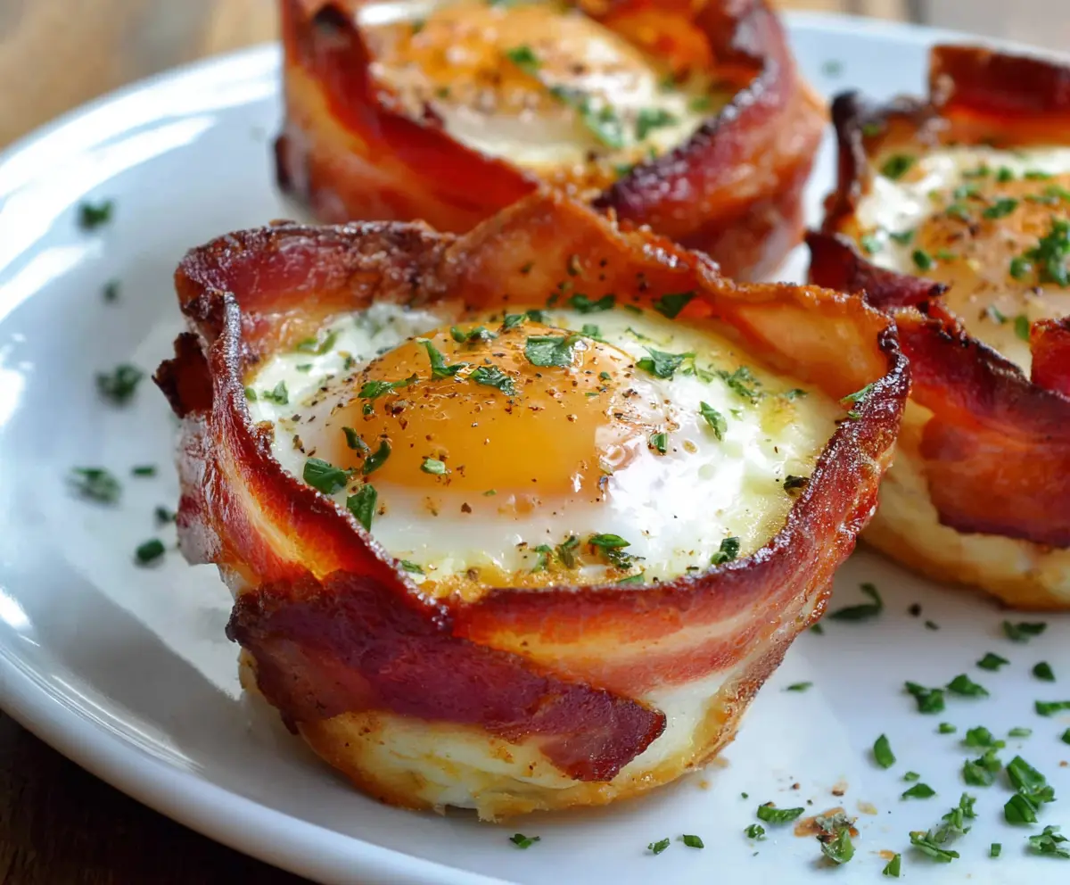 Delicious bacon and egg breakfast cups served in a muffin tin