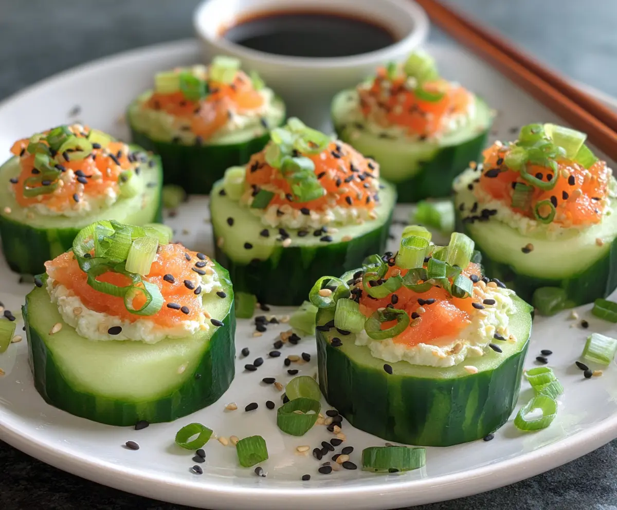 Delicious cucumber sushi bites with fresh ingredients and vibrant presentation