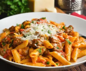 Creamy sausage pasta cooked in an Instant Pot with rich sauce and tender ingredients.