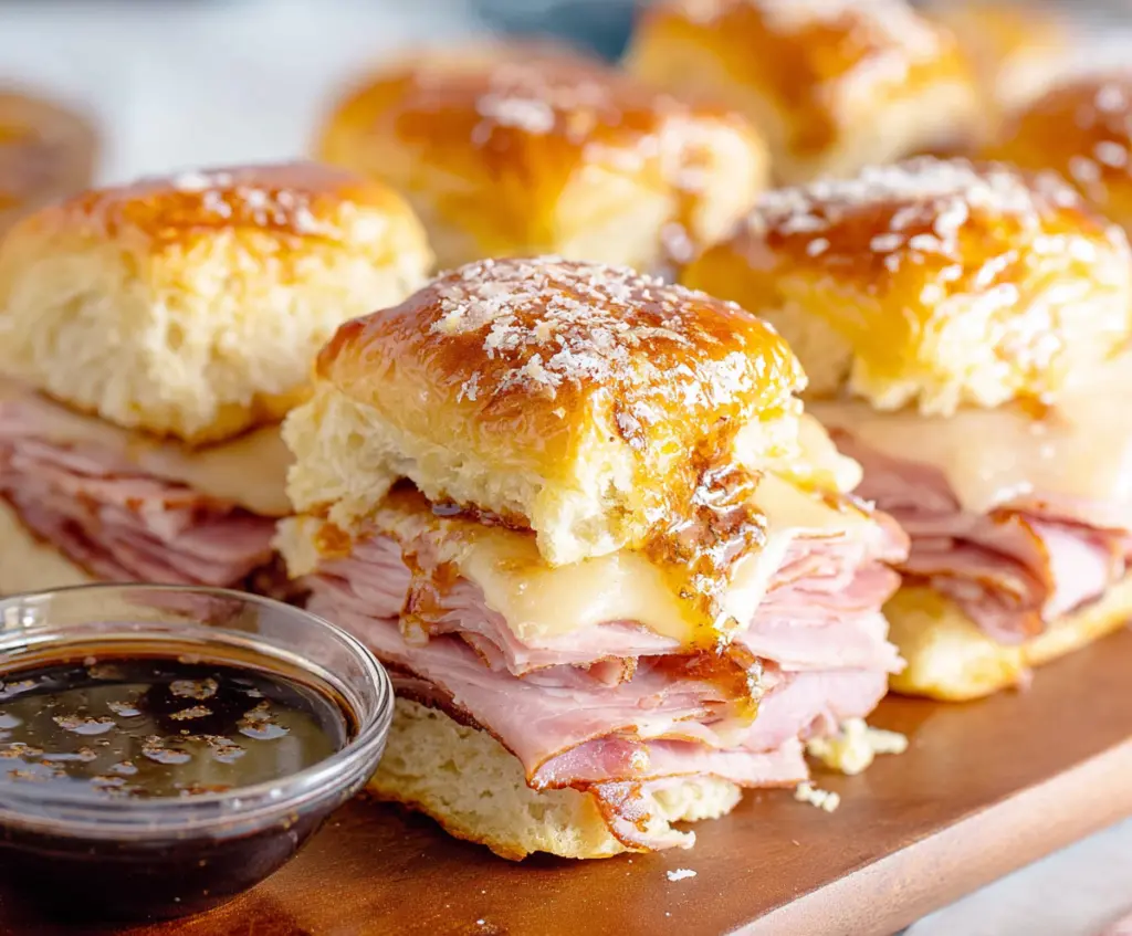 Delicious Monte Cristo Sliders made with Hawaiian rolls, perfect for a savory snack or brunch.