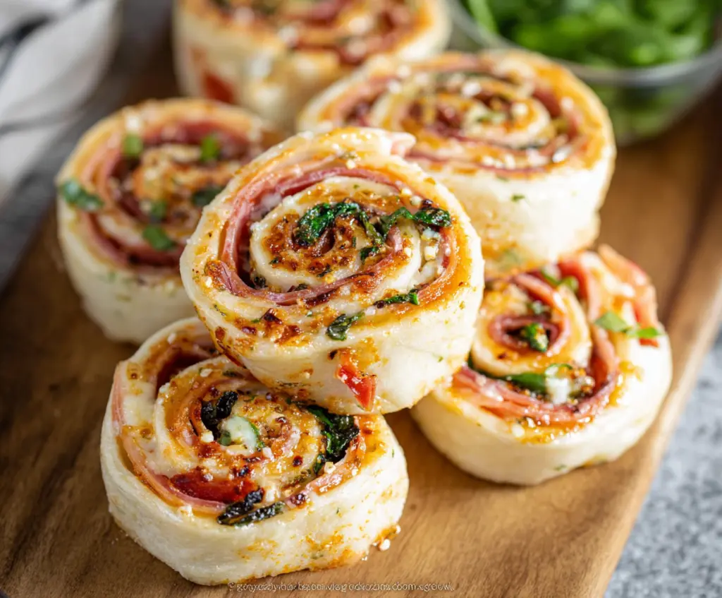 Delicious Zesty Italian Pinwheels with crispy golden crust and savory filling.