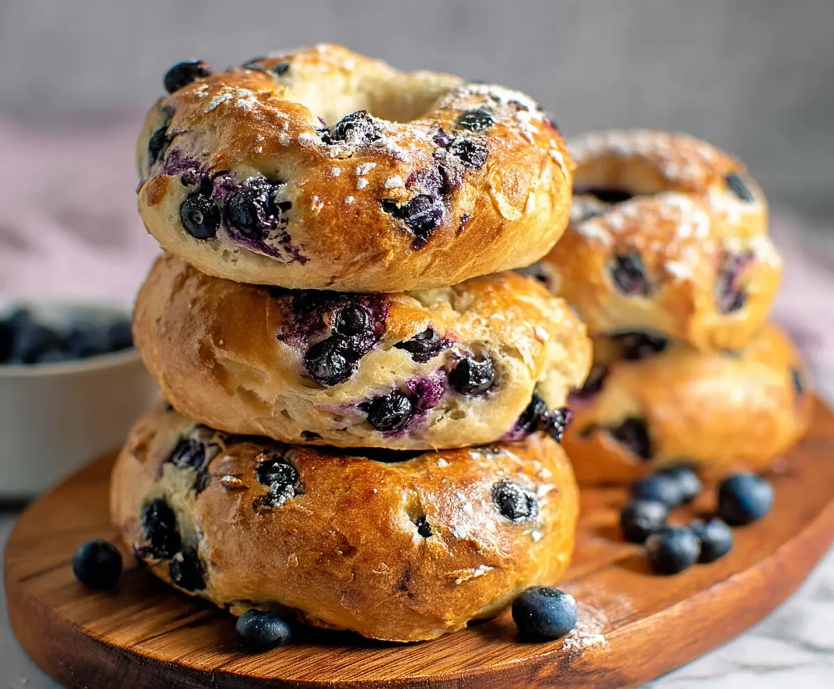Delicious homemade blueberry bagels made with just four simple ingredients, perfect for breakfast or snacks.