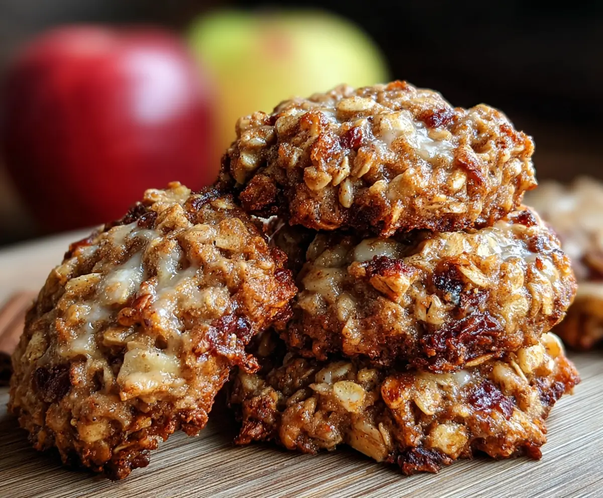 Healthy Apple Cinnamon Cottage Cheese Breakfast Cookies with fresh fruit.