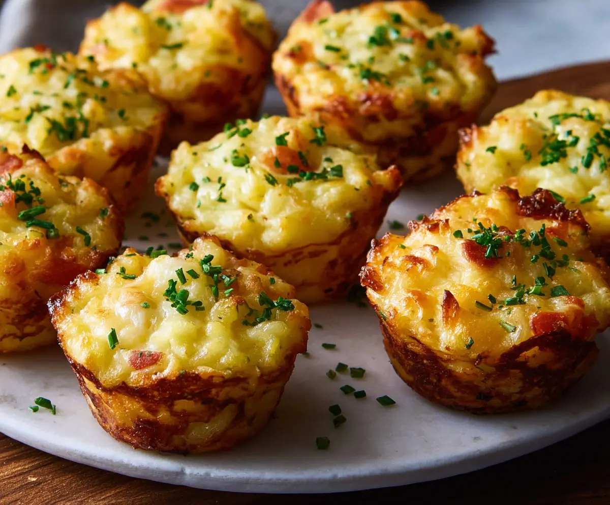 Delicious Cheesy Mashed Potato Muffins fresh out of the oven.