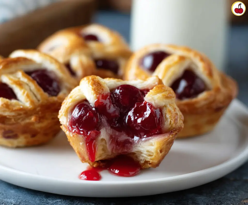 Delicious Cherry Pie Bites with flaky crust and juicy cherry filling, perfect for snacking or dessert.