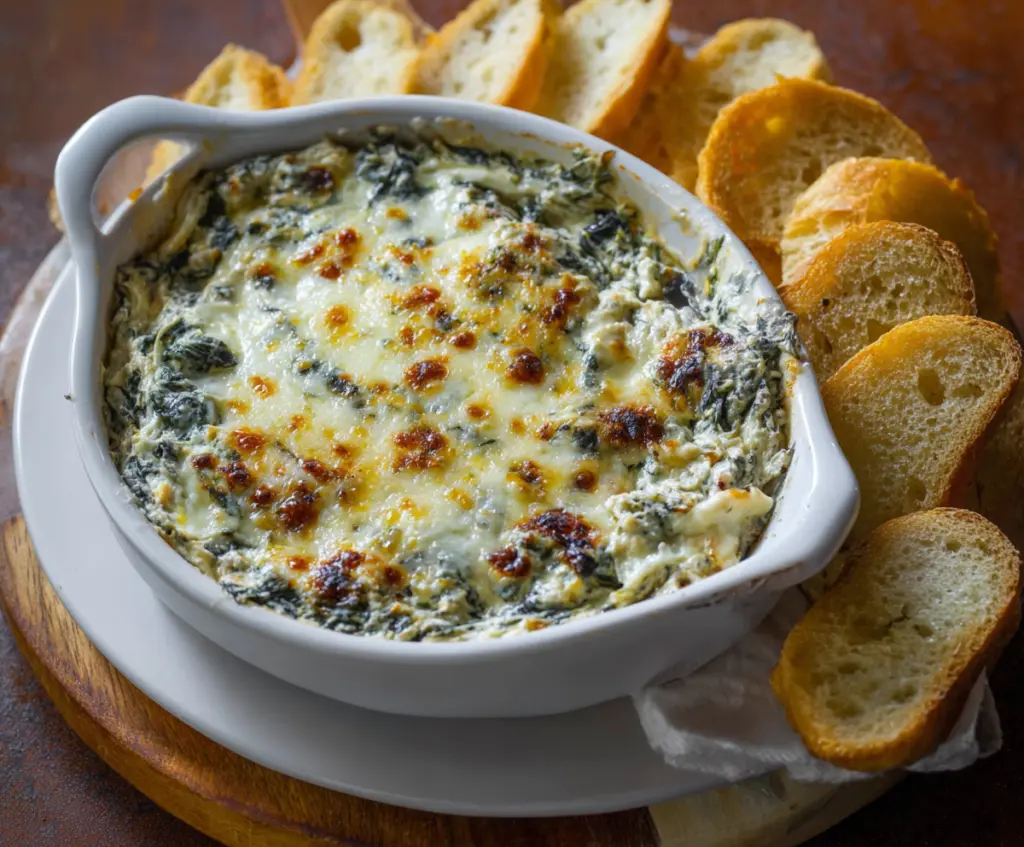 Creamy Longhorn Steakhouse Spinach Dip served in a bowl, garnished with herbs, perfect appetizer for parties.