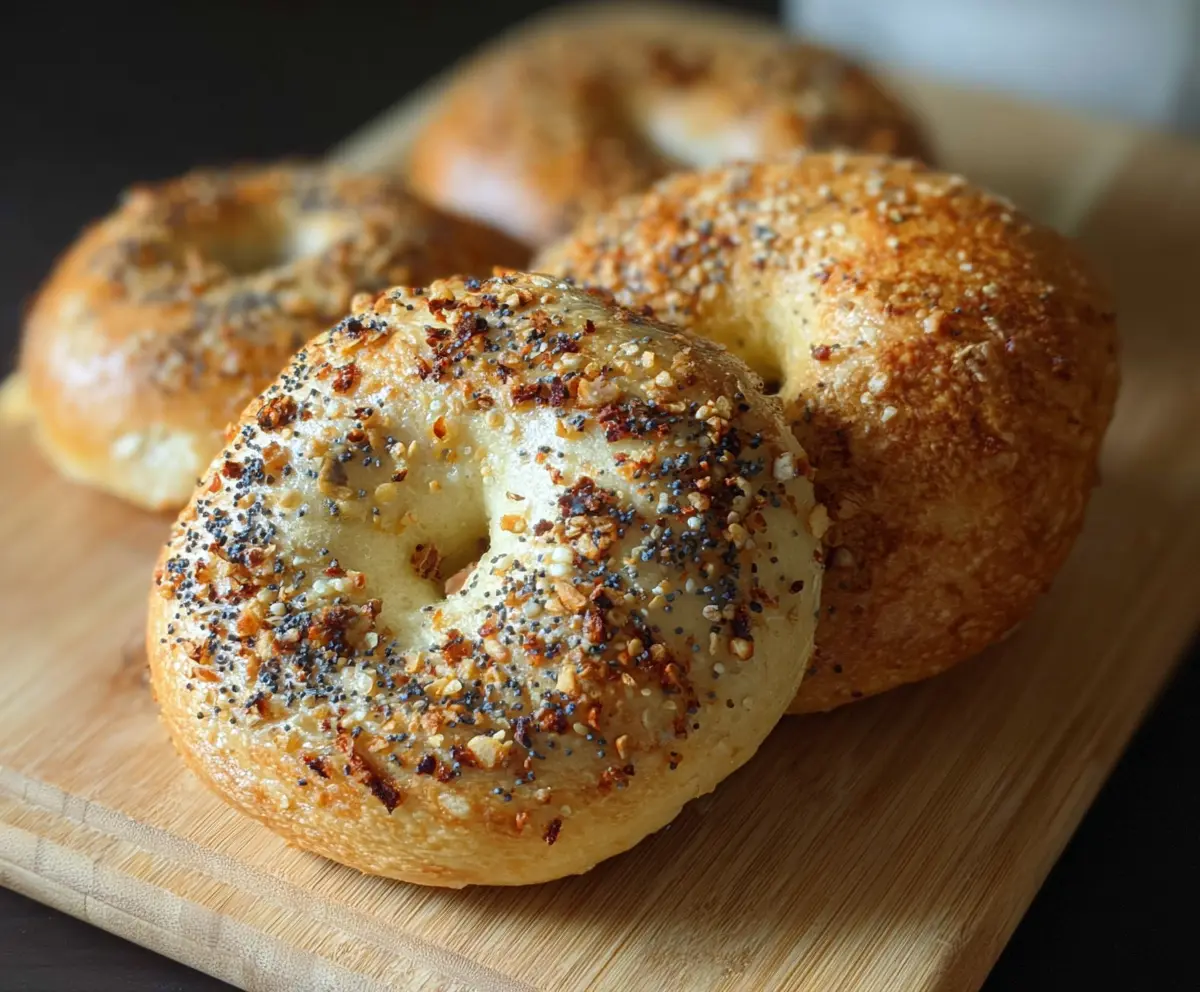 Golden New York Style sourdough discard bagels on a baking tray, ready to enjoy.
