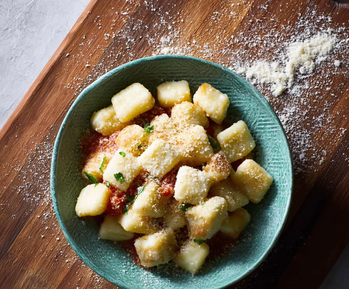 Delicious homemade ricotta gnocchi served with fresh herbs and a light sauce.