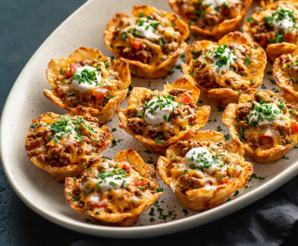 Delicious Taco Ranch Bites served on a plate with fresh ingredients.