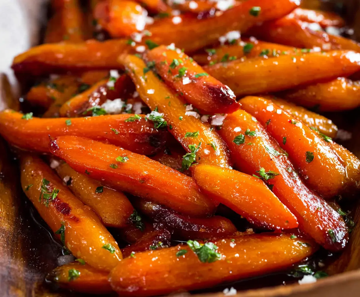 Sweet candied carrots glazed with sugar, perfect for holiday desserts.