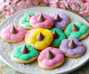 Decorative Easter Blossom Cookies with pastel icing and floral details for spring celebration