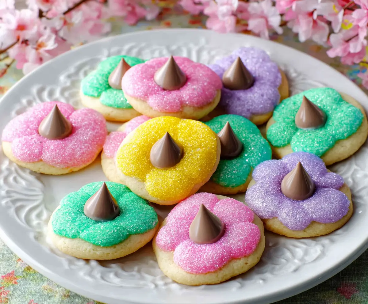 Decorative Easter Blossom Cookies with pastel icing and floral details for spring celebration