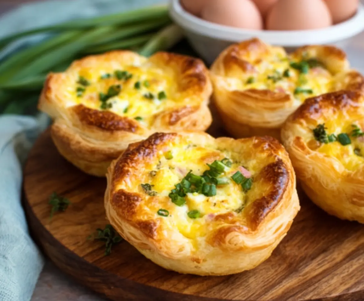 Delicious Easter Puff Pastry Quiche Cups filled with cheese and vegetables for a festive brunch.