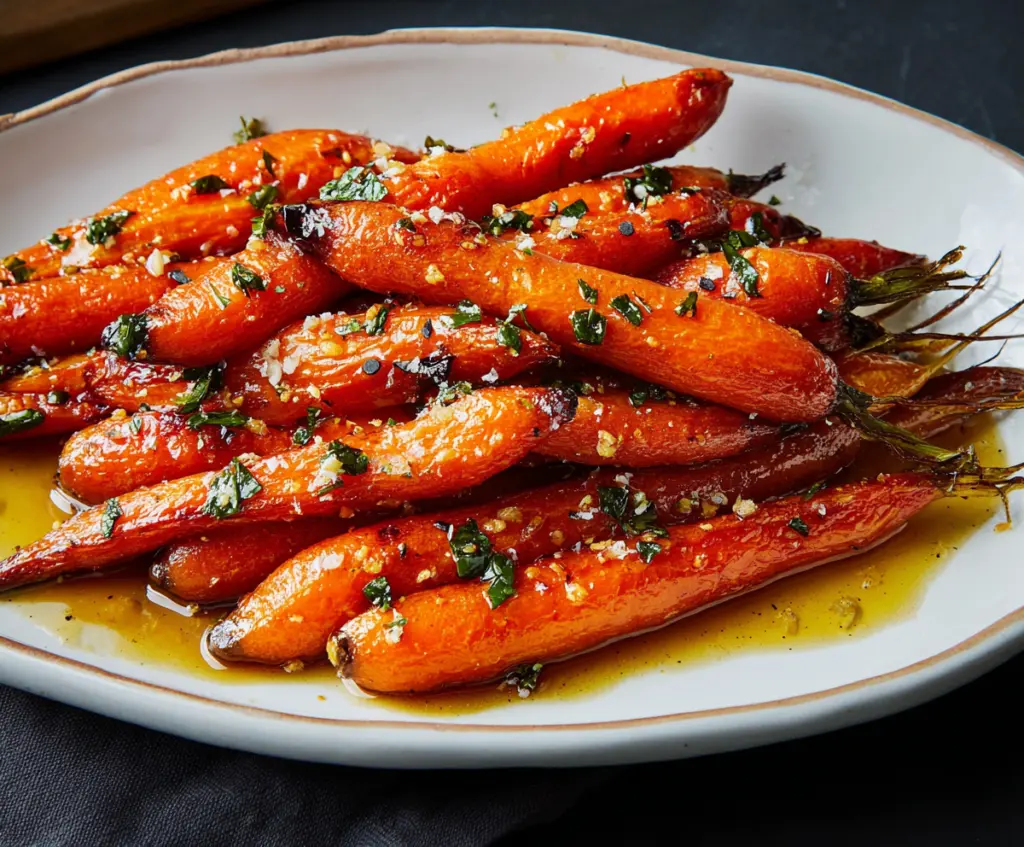 Delicious maple glazed carrots served as a flavorful side dish for dinner.