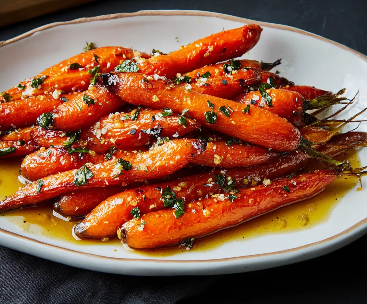 Delicious maple glazed carrots served as a flavorful side dish for dinner.