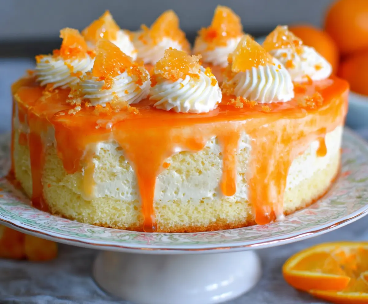 Delicious Orange Creamsicle Cake with creamy frosting and citrus flavor, perfect for celebrations.