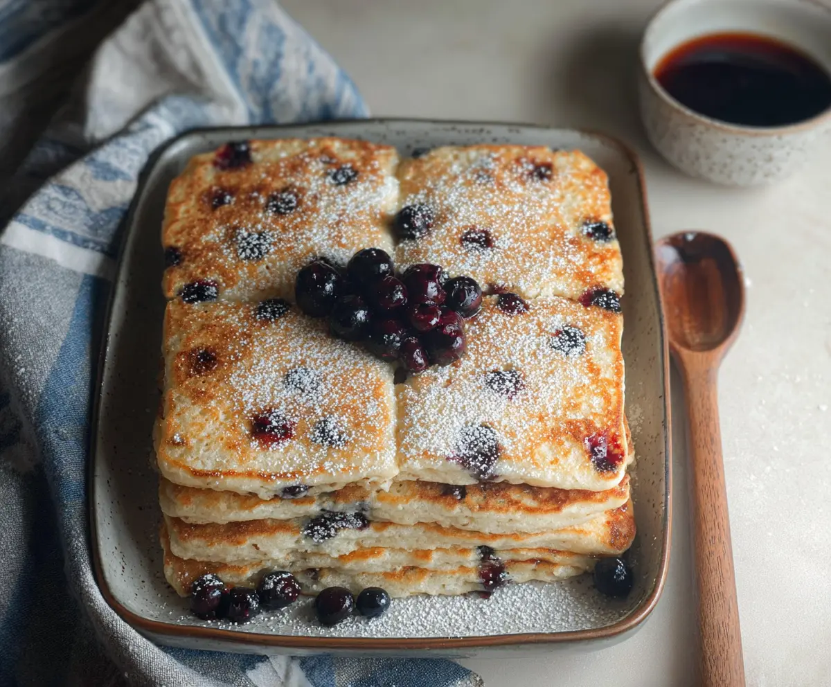 Delicious sourdough discard sheet pan pancakes fresh out of the oven, perfect for a quick breakfast.