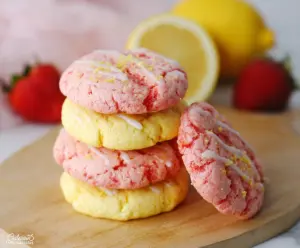 Delicious strawberry lemonade cookies with fresh fruit and sweet glaze, perfect for summer desserts.