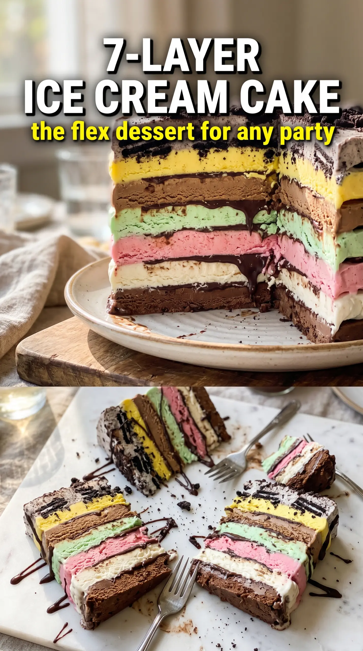 7-Layer Ice Cream Cake layered frozen dessert