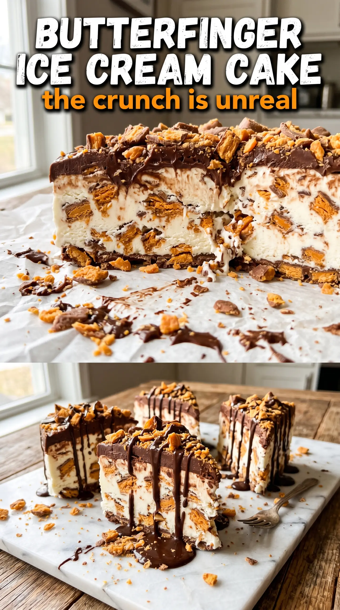 Slice of ice cream cake on a plate