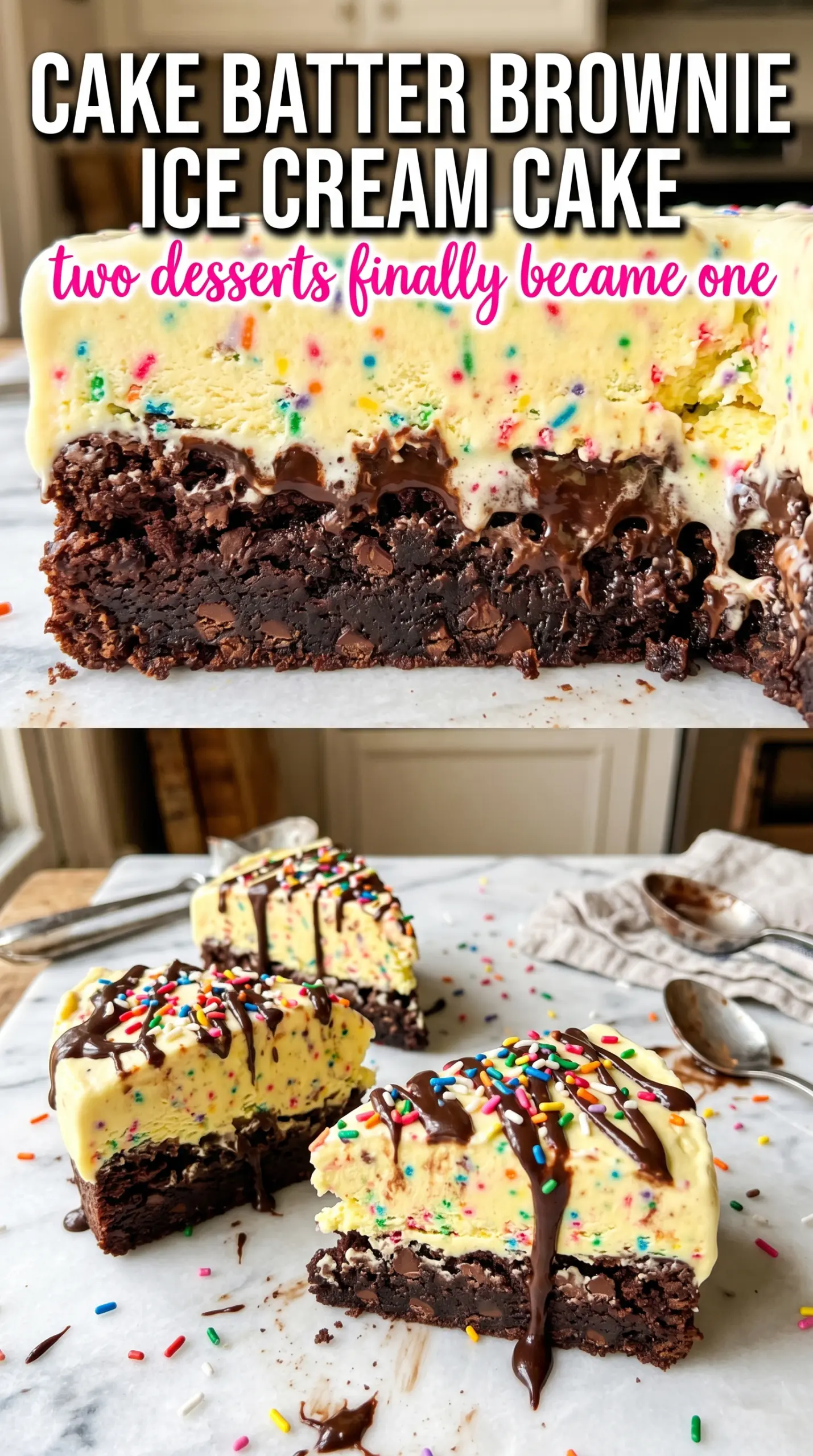 Slice of ice cream cake on a plate
