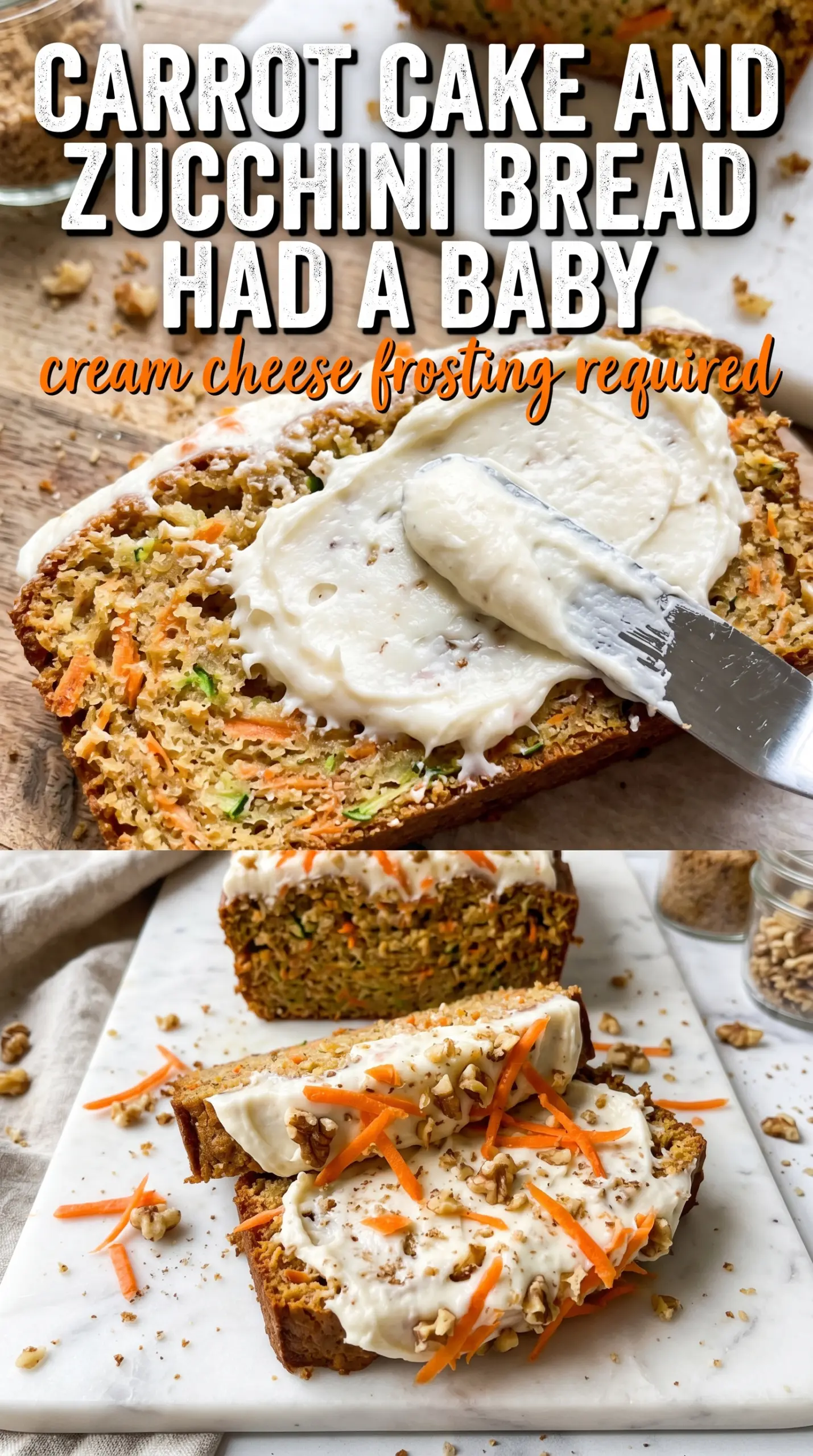 Carrot Cake Zucchini Bread spiced frosted loaf