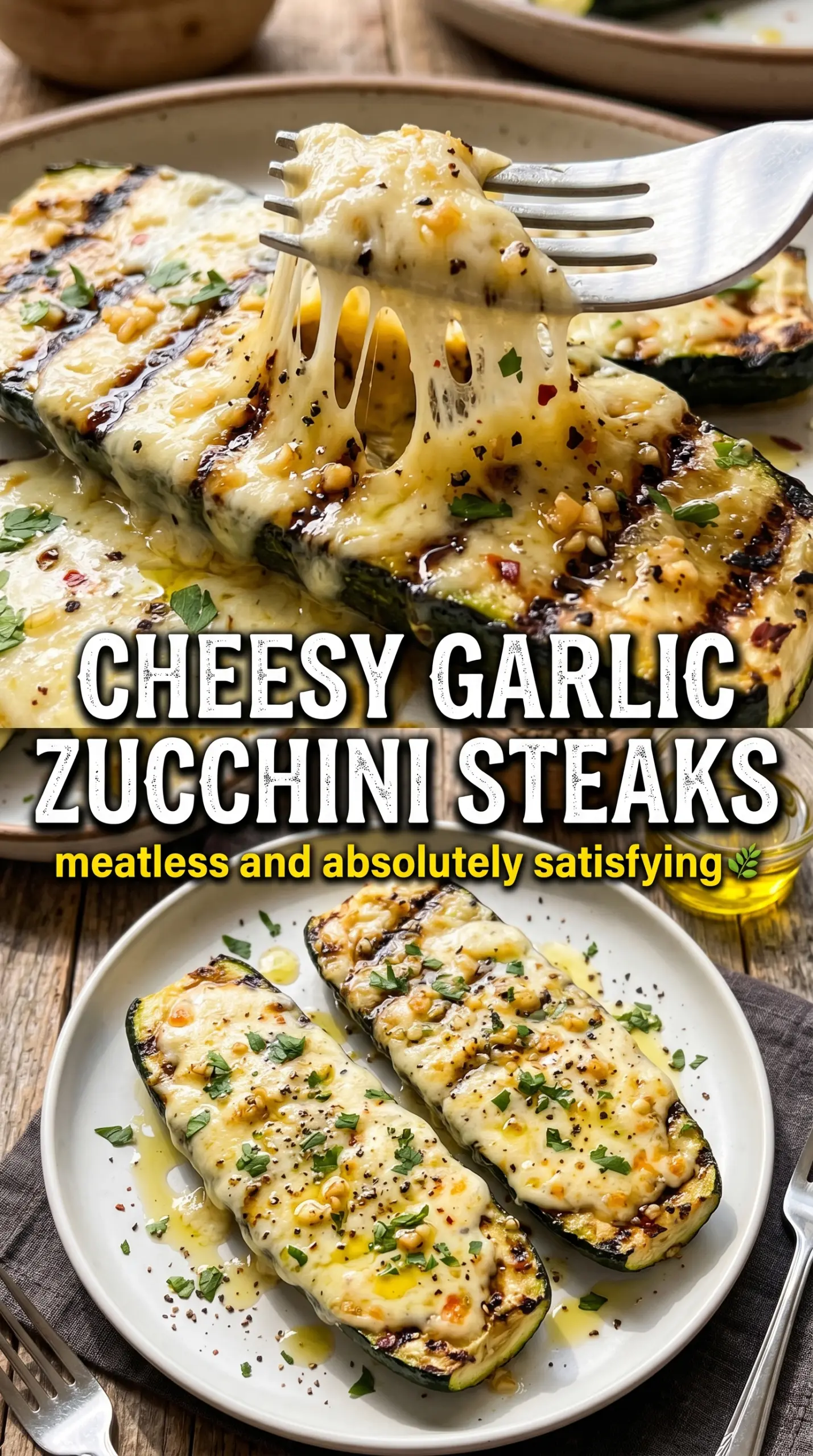 Cheesy Garlic Zucchini Steaks charred cheesy garlicky