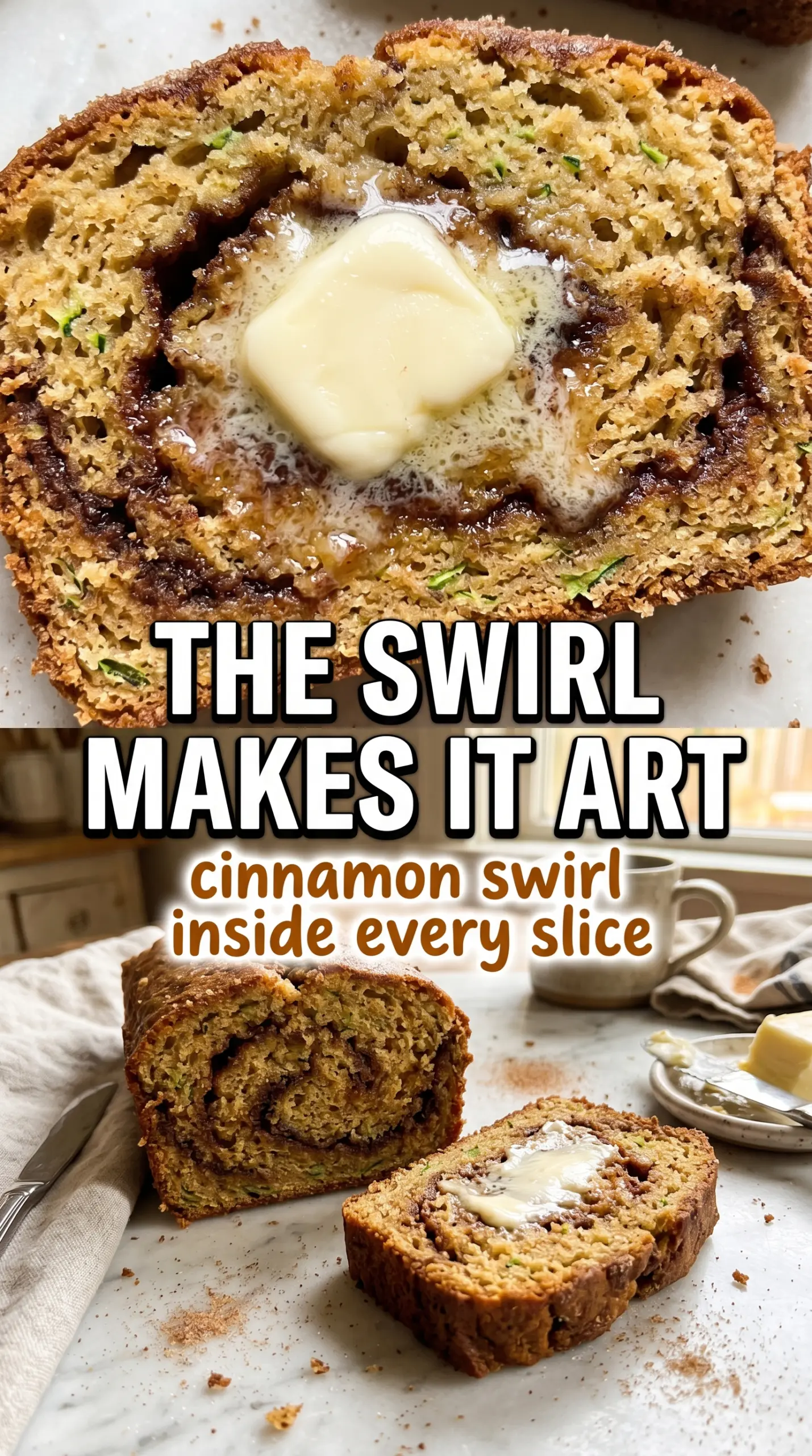 Slice of zucchini bread on a plate