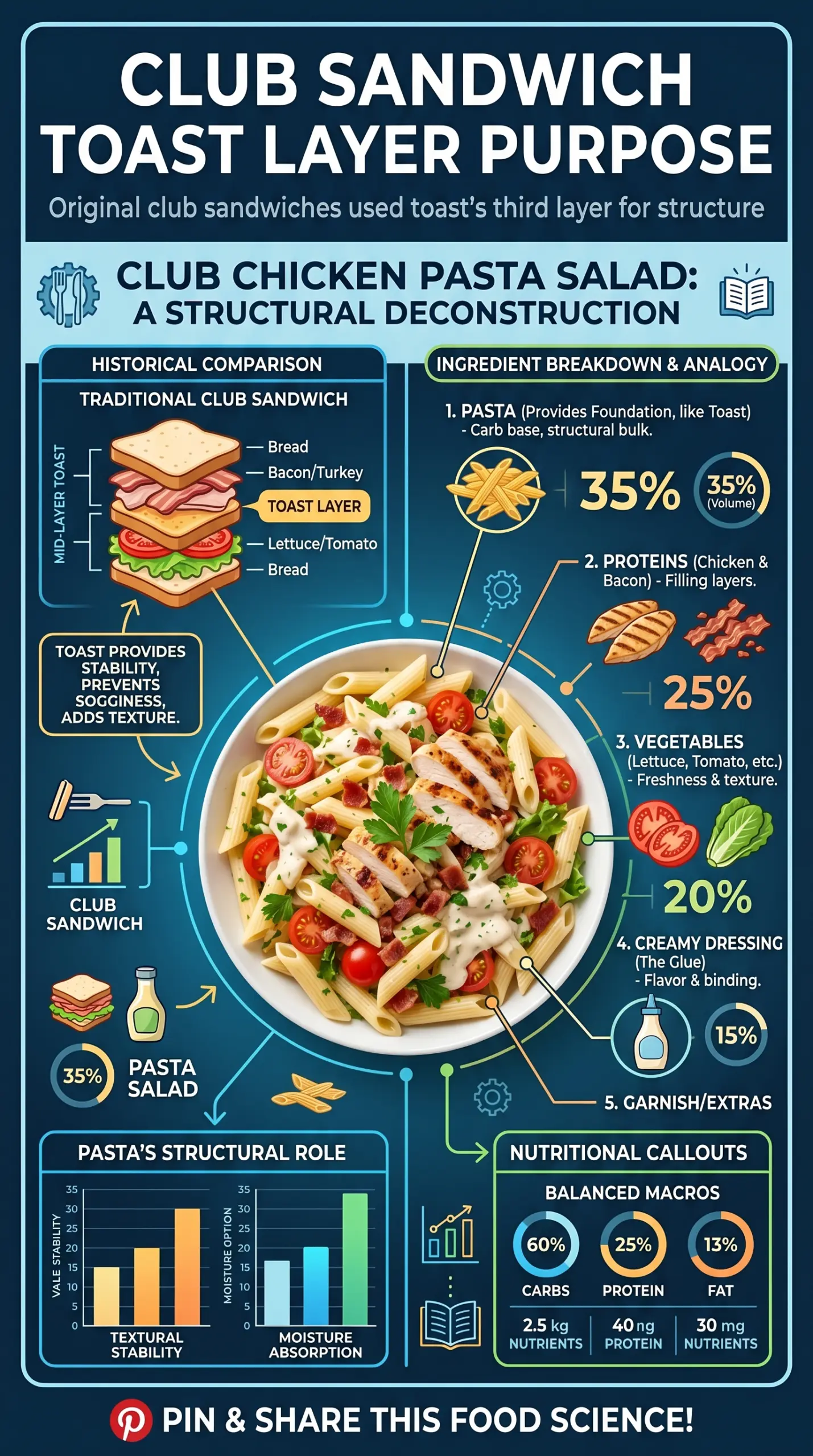 Club Chicken Pasta Salad with bacon, tomato, and crisp lettuce