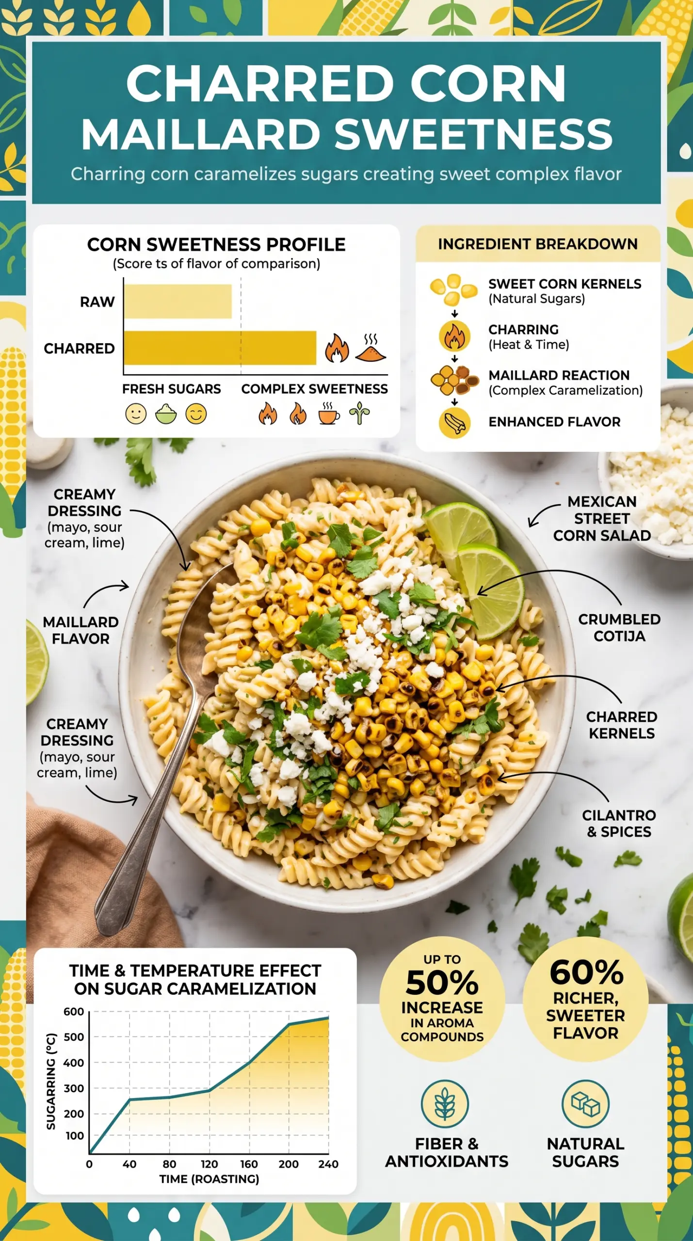 Creamy Street Corn Pasta Salad with charred corn, cotija, and lime