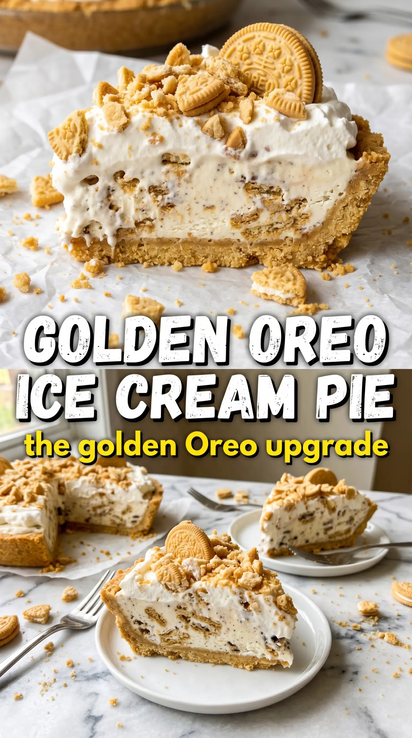 Golden Oreo Ice Cream Pie creamy caramel dessert