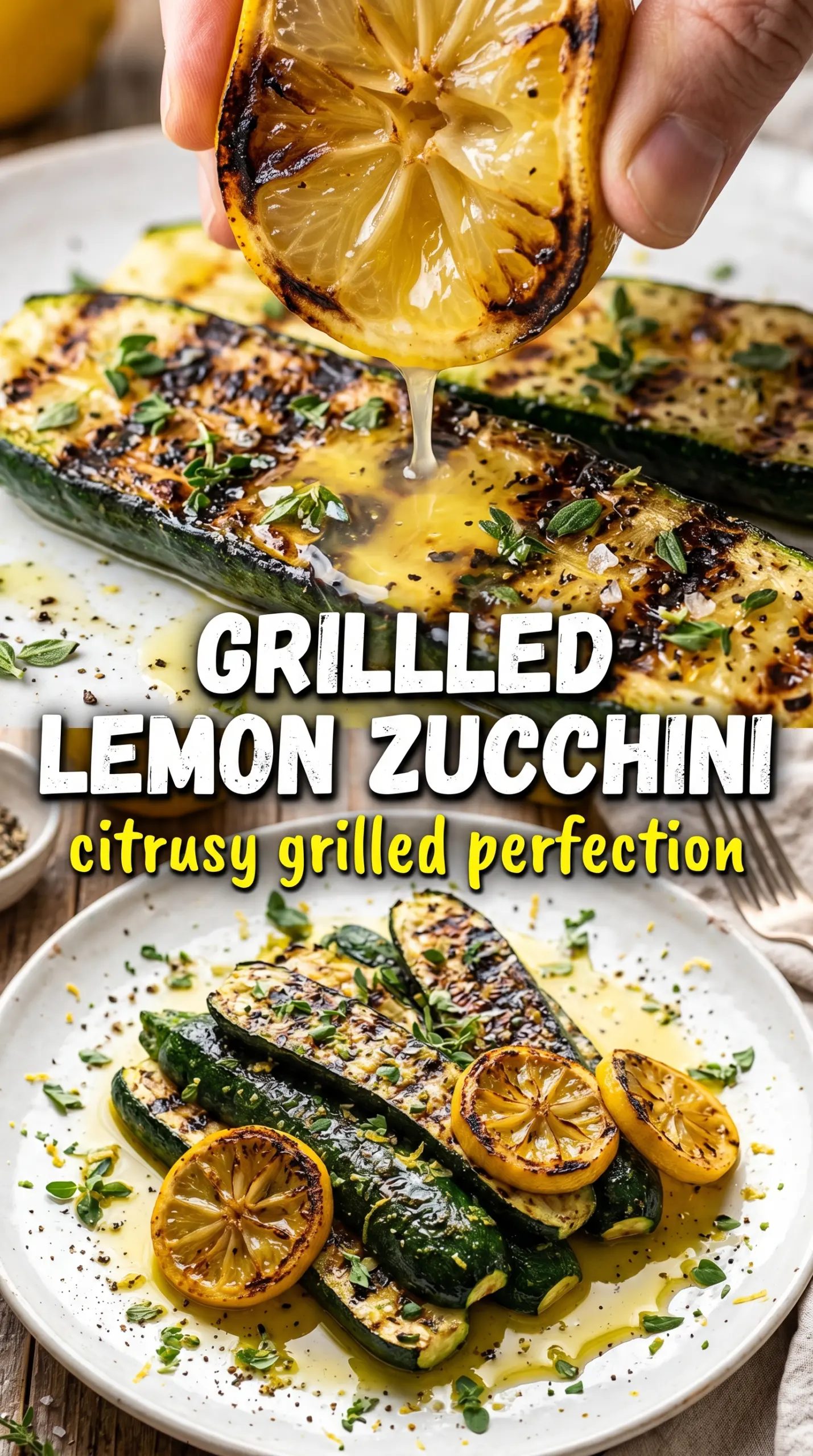 Grilled Lemon Zucchini bright charred herb