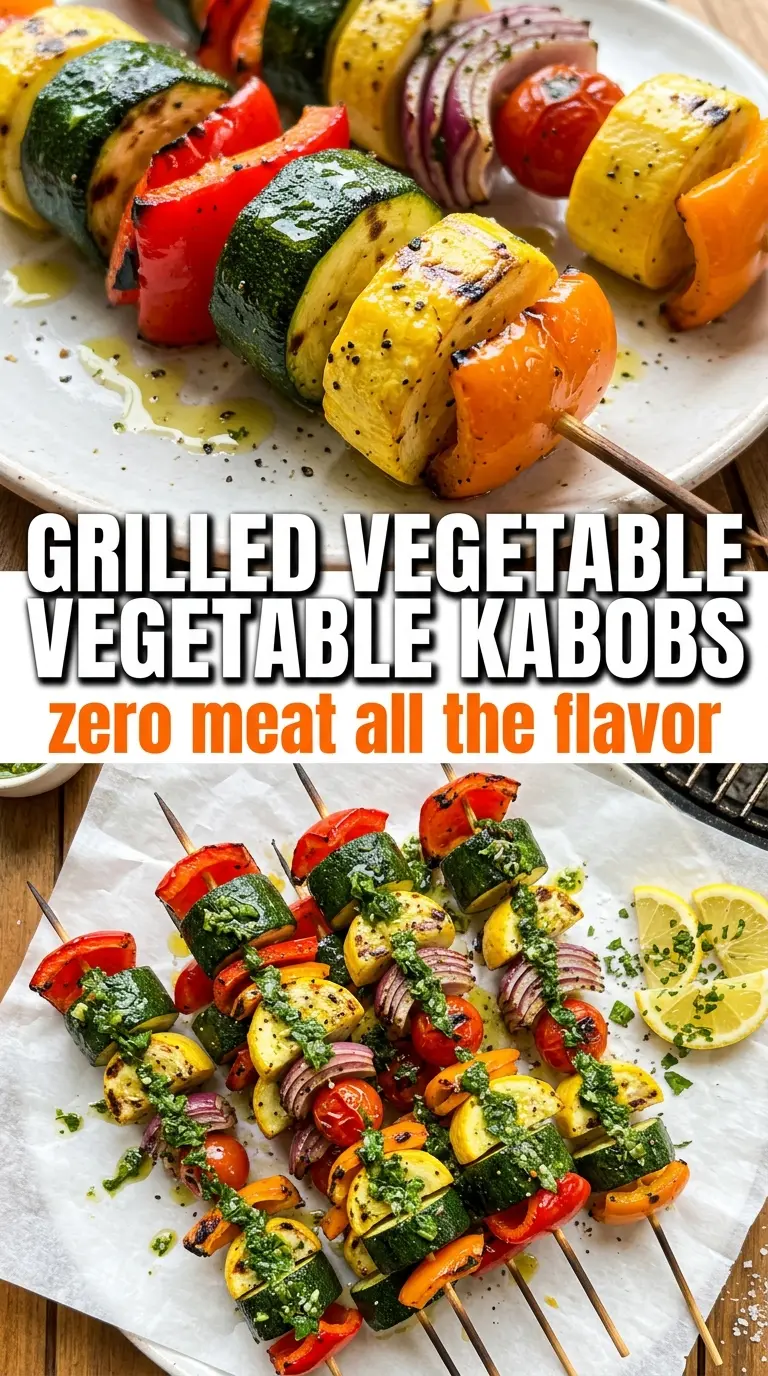 Grilled Vegetable Kabobs with Zucchini colorful charred skewers