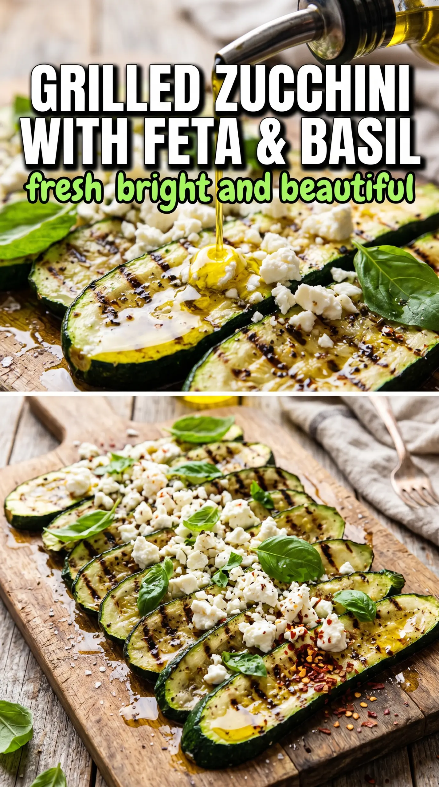 Grilled Zucchini with Feta & Basil smoky, bright, Mediterranean