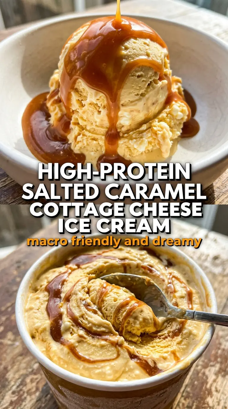 High-Protein Salted Caramel Cottage Cheese Ice Cream creamy caramel