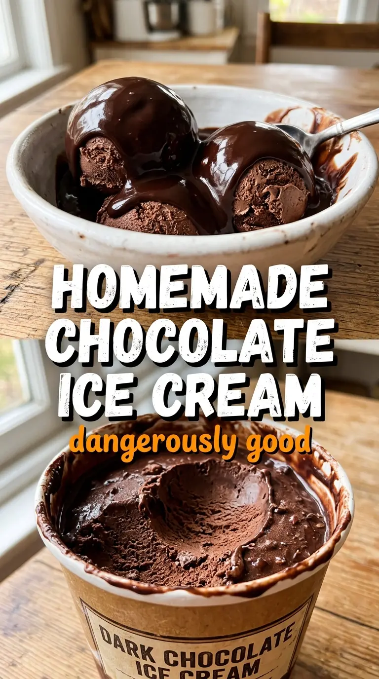 Homemade Chocolate Ice Cream dark, creamy, custard-style