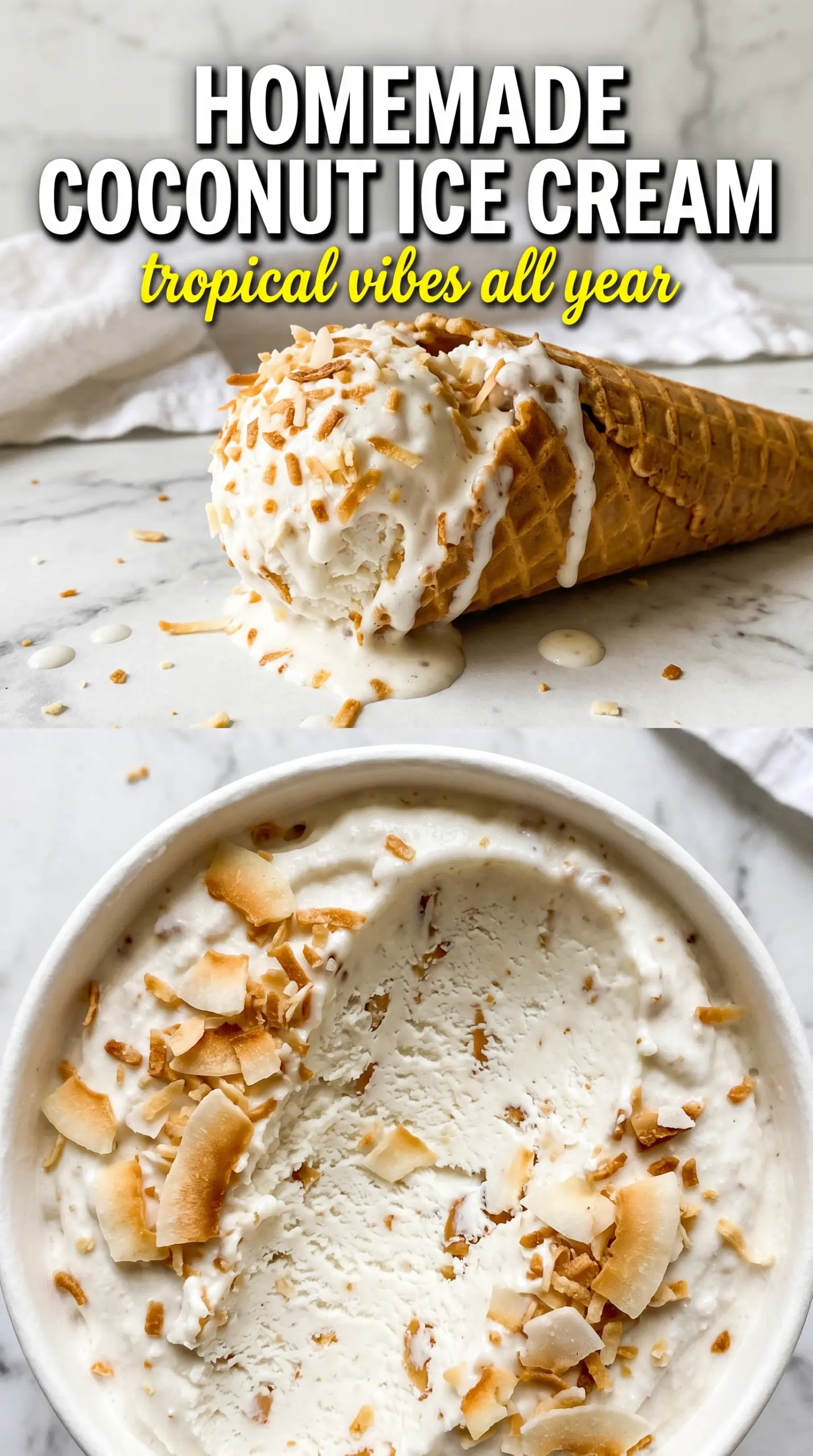 Homemade Coconut Ice Cream creamy toasted