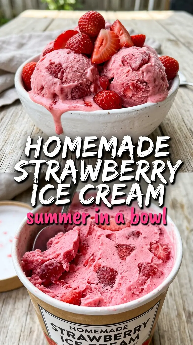 Homemade Strawberry Ice Cream creamy berry-studded