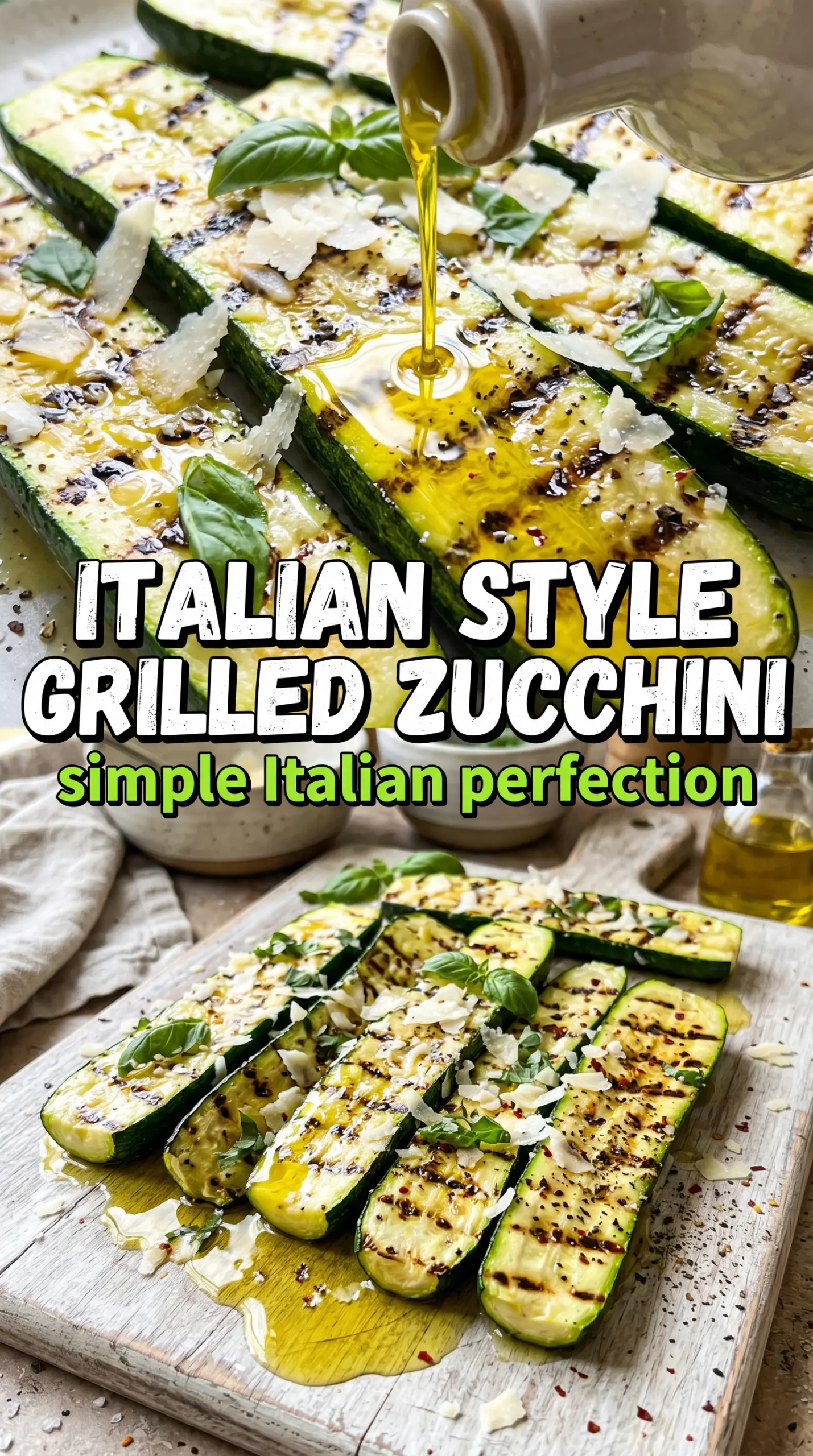Italian Style Grilled Zucchini smoky basil lemon