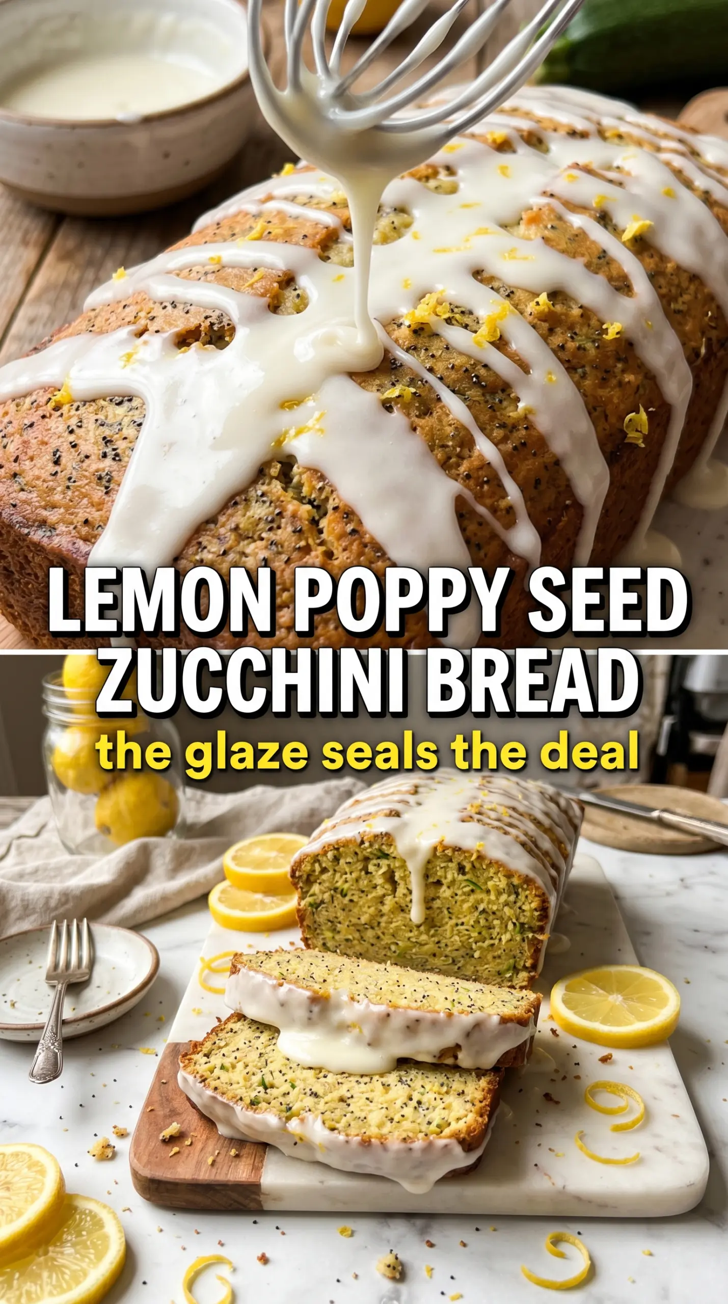 Lemon poppy seed zucchini bread bright citrusy glazed loaf