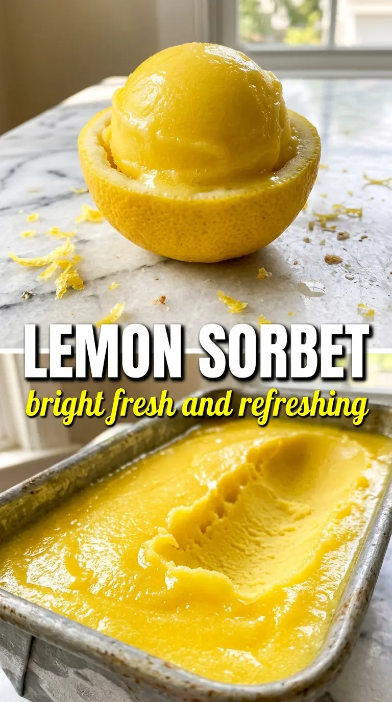 Lemon sorbet bright icy refreshing